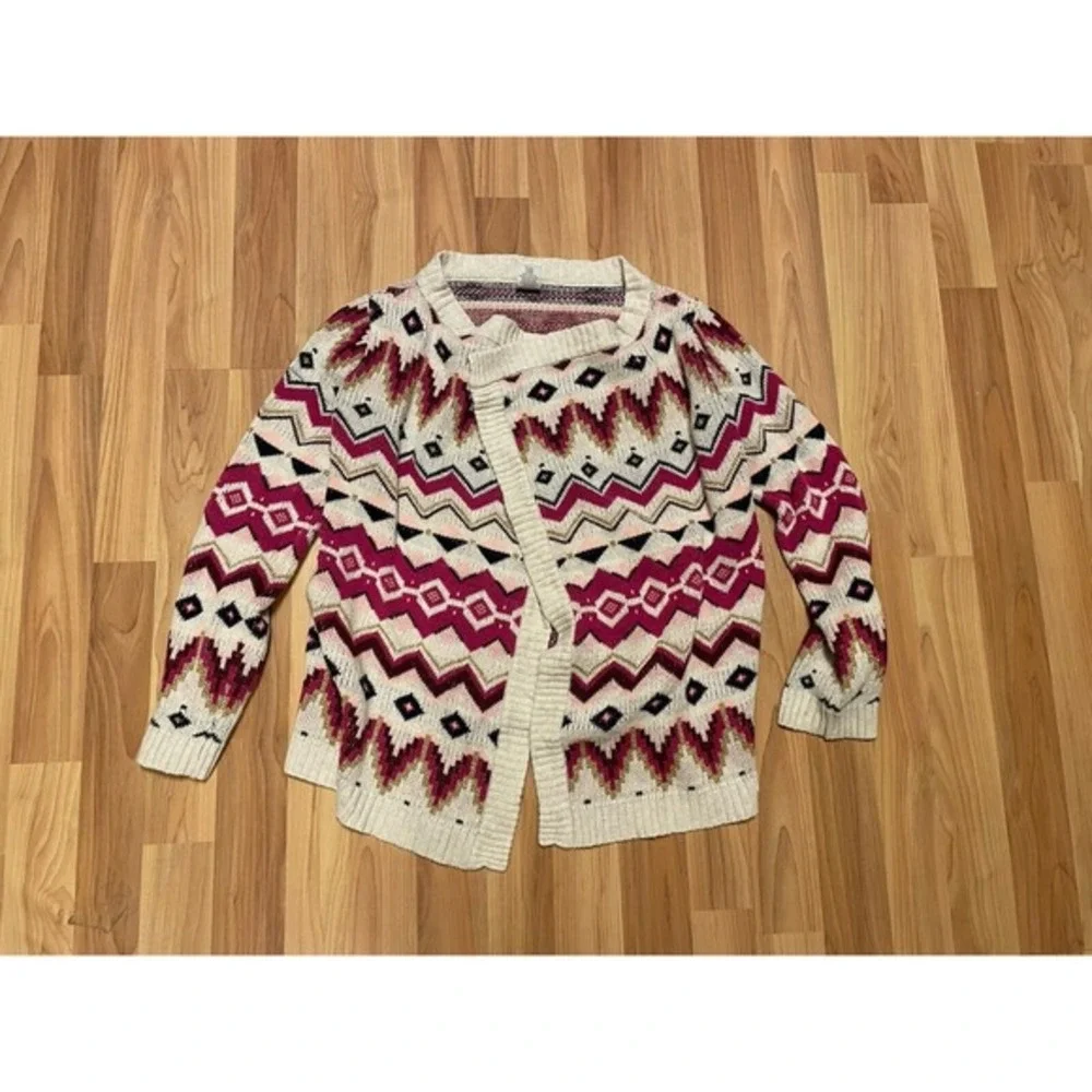 Gymboree Girls Pink Gold Cardigan Size 10-12‎ Chevron Aztec Warm Winter Cozy